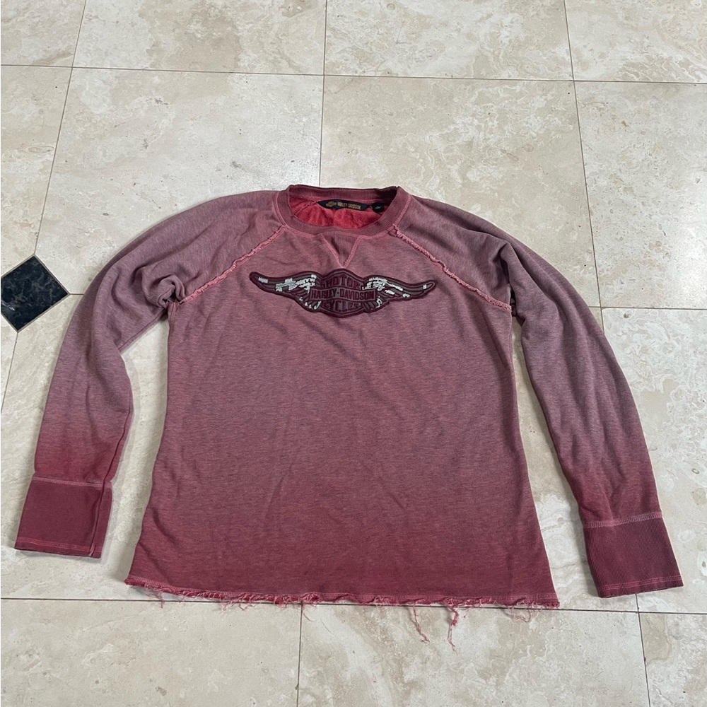 Women’s Maroon Ombre Long-Sleeve Graphic Top